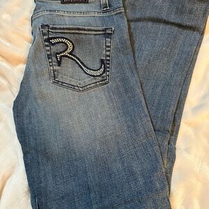 Rock & Republic Blue Boot Cut Jeans with Embroidered Detail
